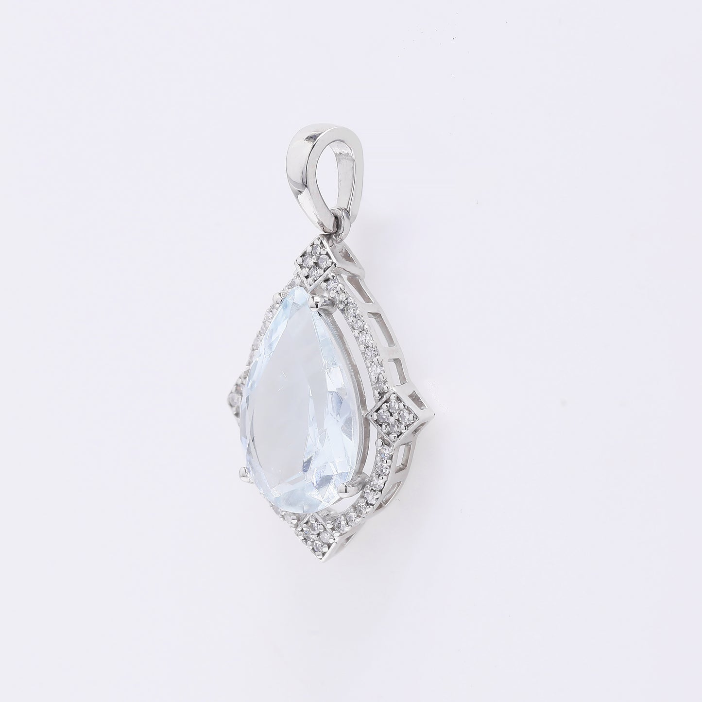 3.10 Ct Pear Mixed Cut Natural Aquamarine 950 Platinum Pendant