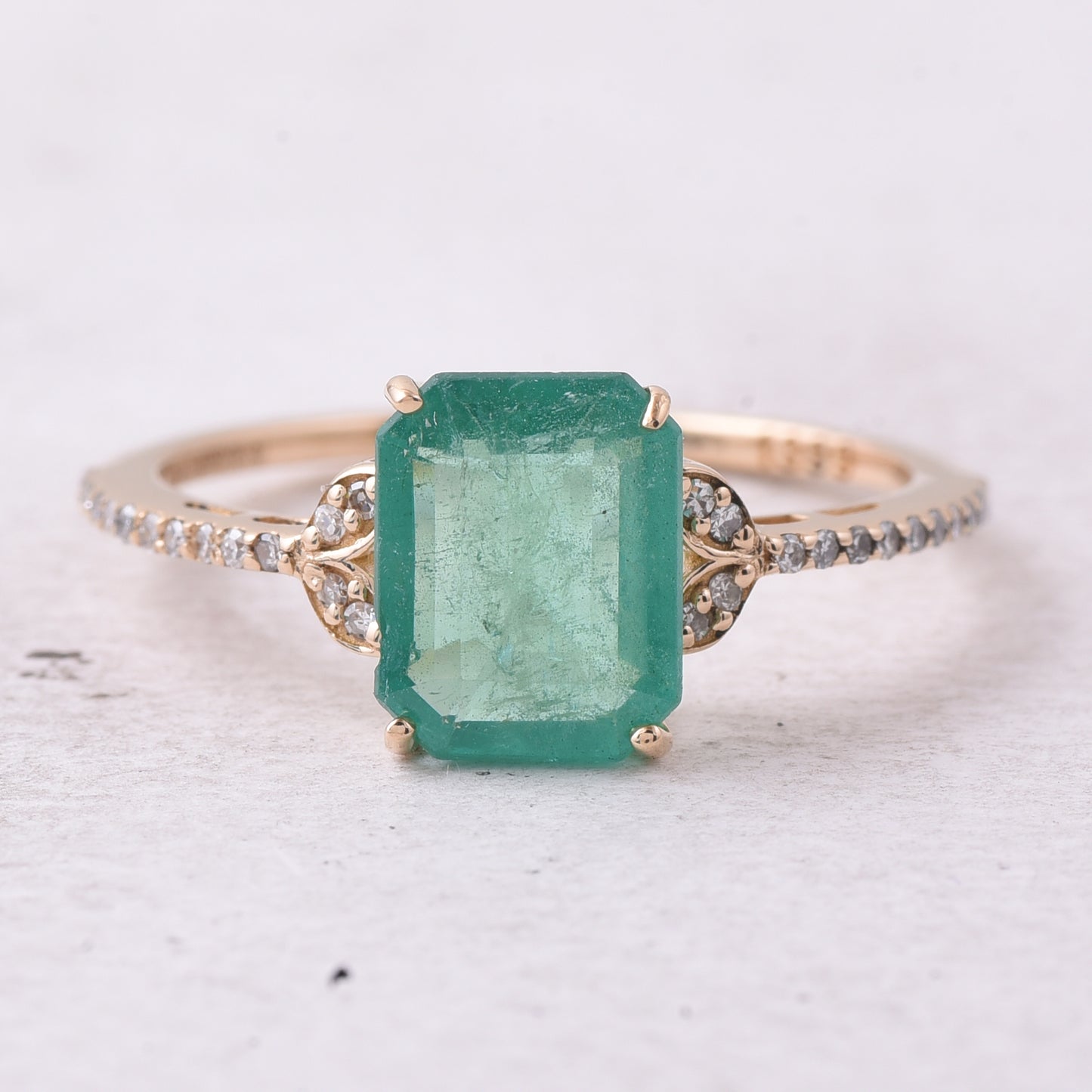 1.75 Ct Octagon Step Cut Natural Emerald 14K Gold Ring