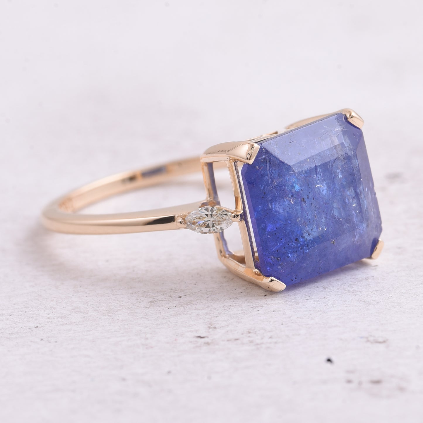 5.70 Ct Octagon Step Cut Natural Tanzanite 14K Gold Ring
