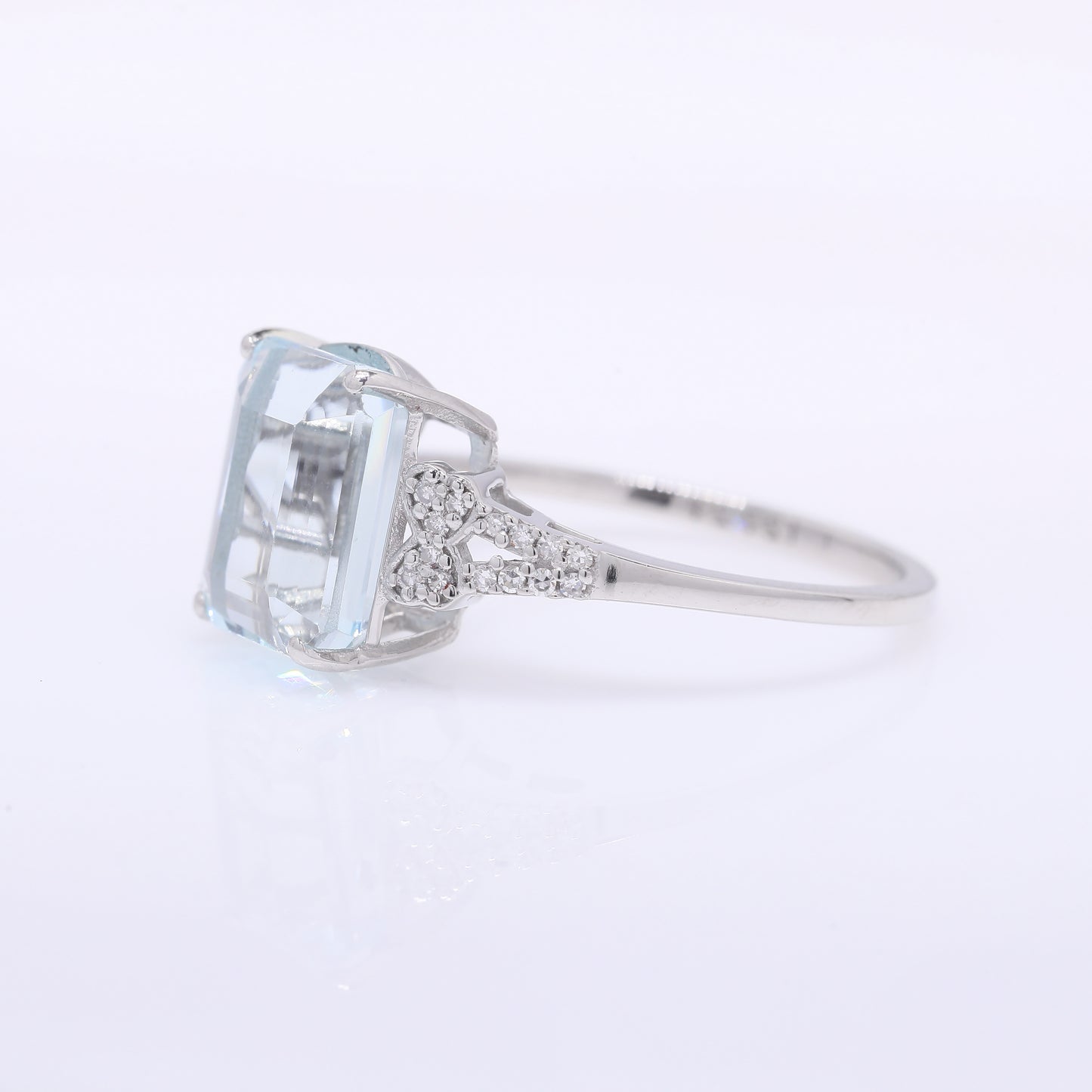 3.61 Ct Octagon Step Cut Natural Aquamarine 950 Platinum Ring