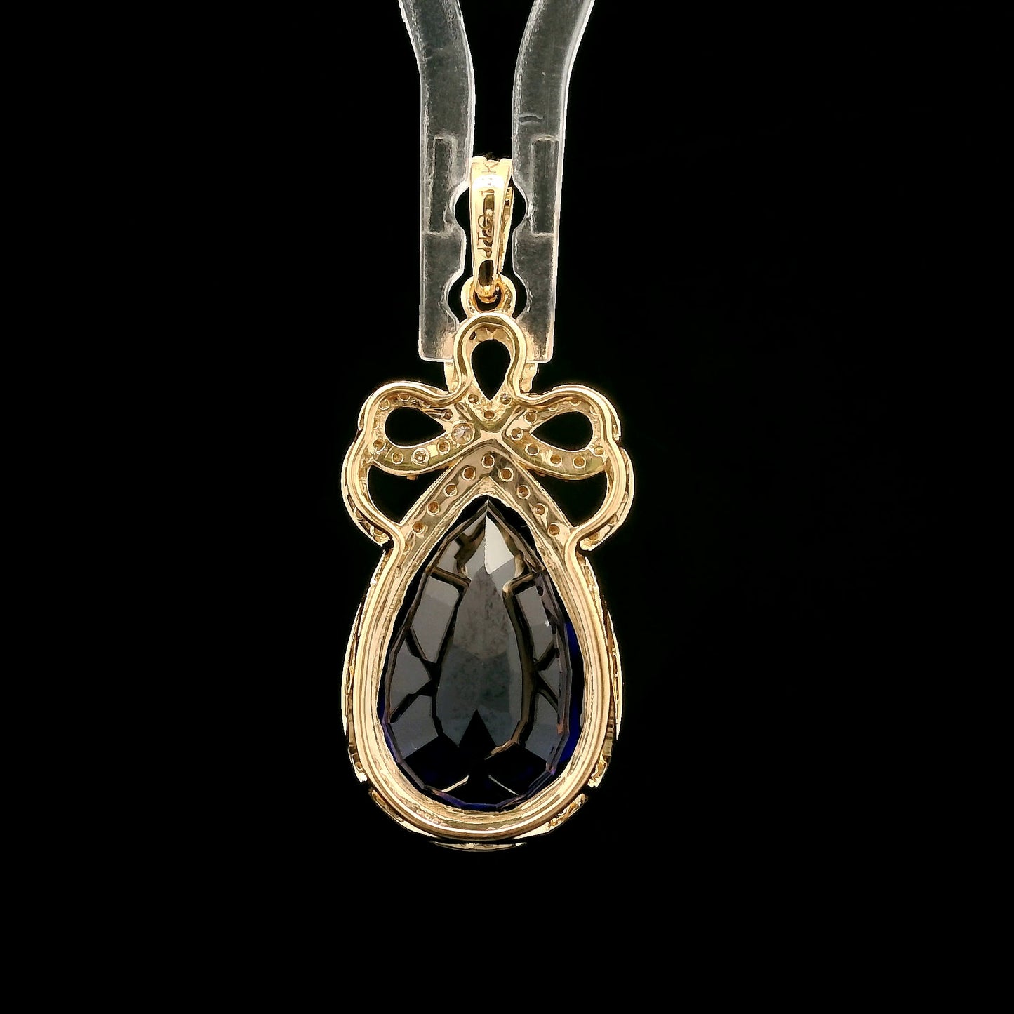 6.50 Ct Pear Mixed Cut Lab Grown Sapphire 14K Gold Pendant