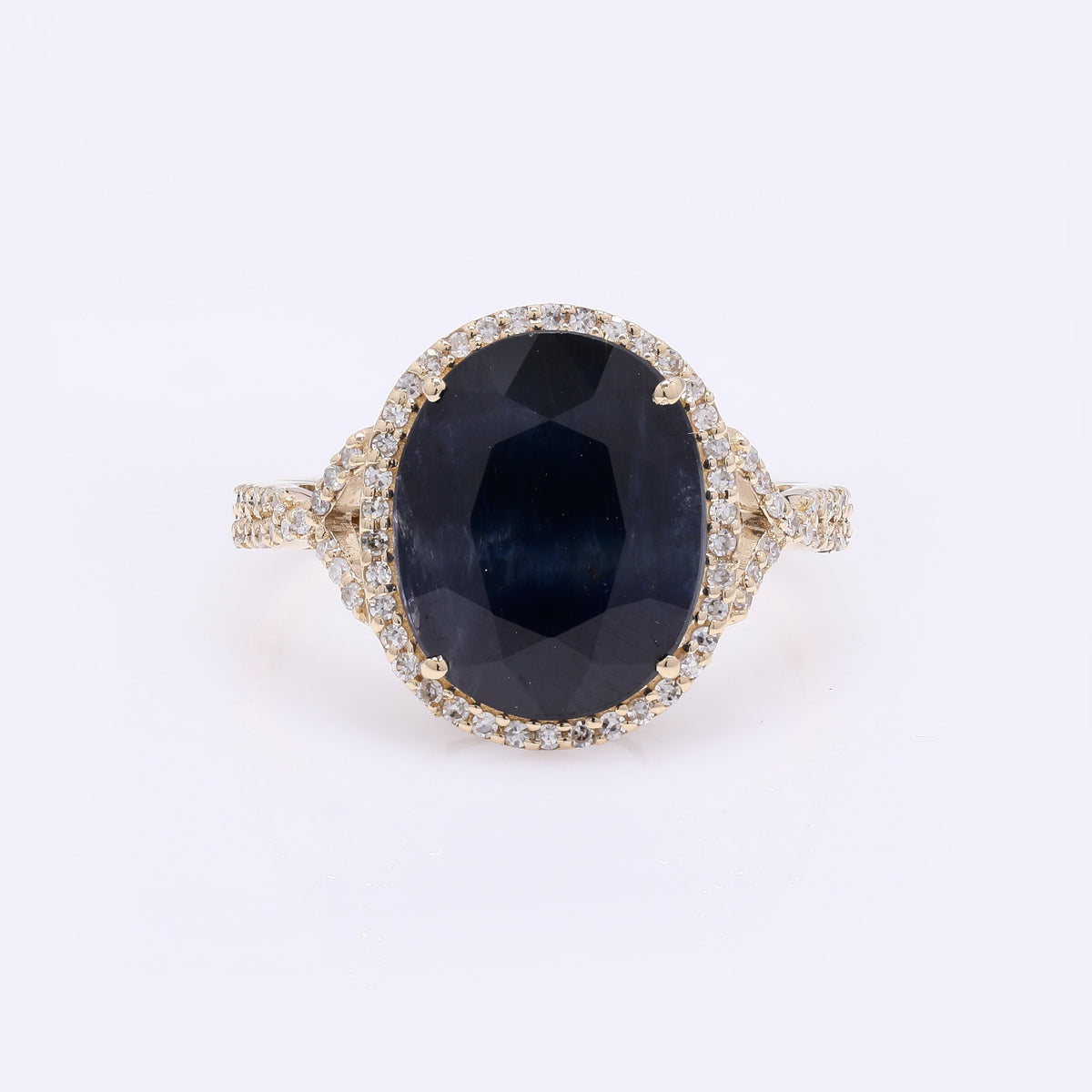 5.92 Ct Oval Mixed Cut Natural Corundum Sapphire 14K Gold Ring