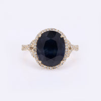 5.92 Ct Oval Mixed Cut Natural Corundum Sapphire 14K Gold Ring