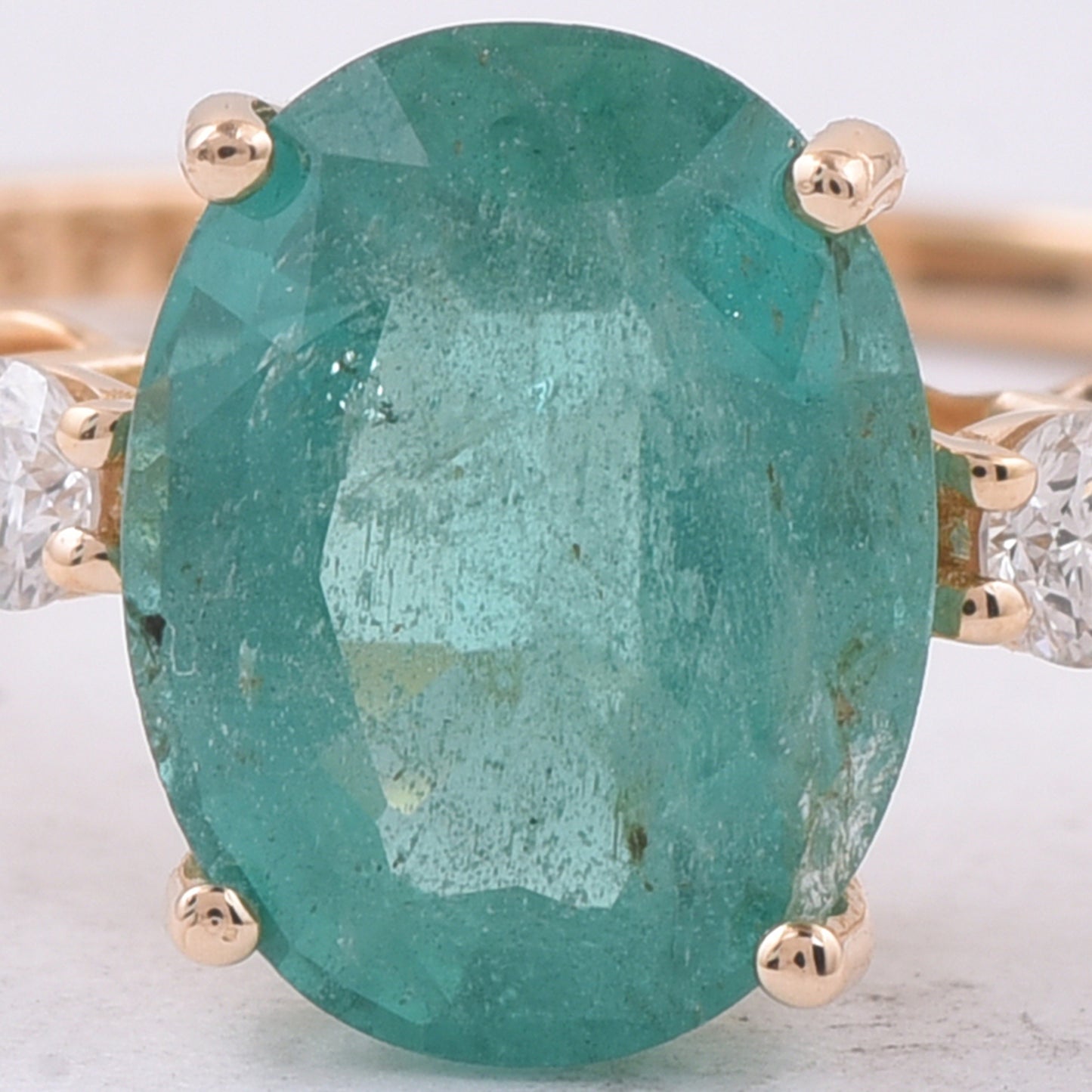2.12 Ct Oval Natural Emerald 14K Gold Ring