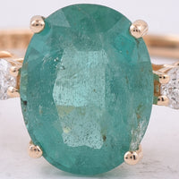 2.12 Ct Oval Natural Emerald 14K Gold Ring
