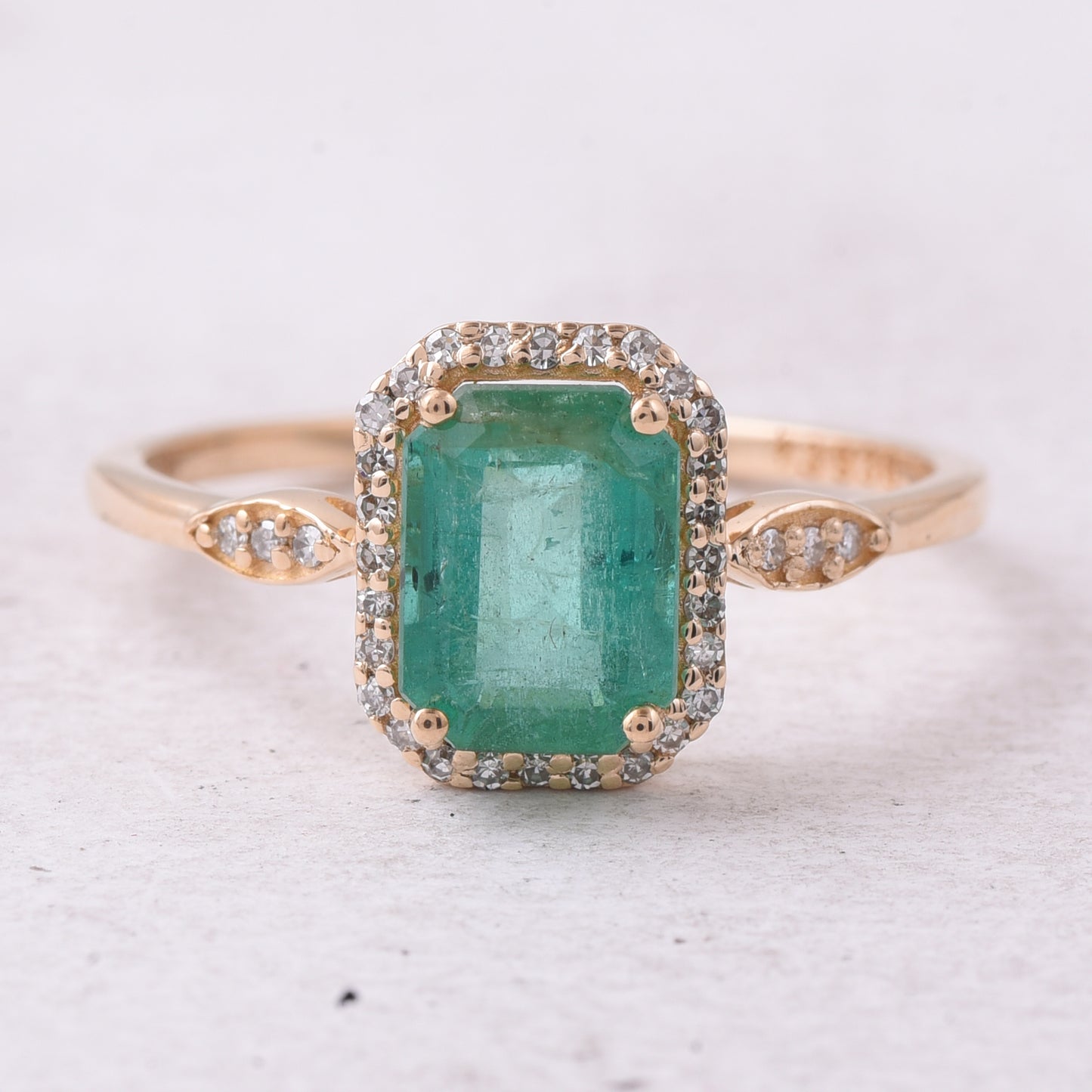 1.46 Ct Octagon Step Cut Natural Emerald 14K Gold Ring