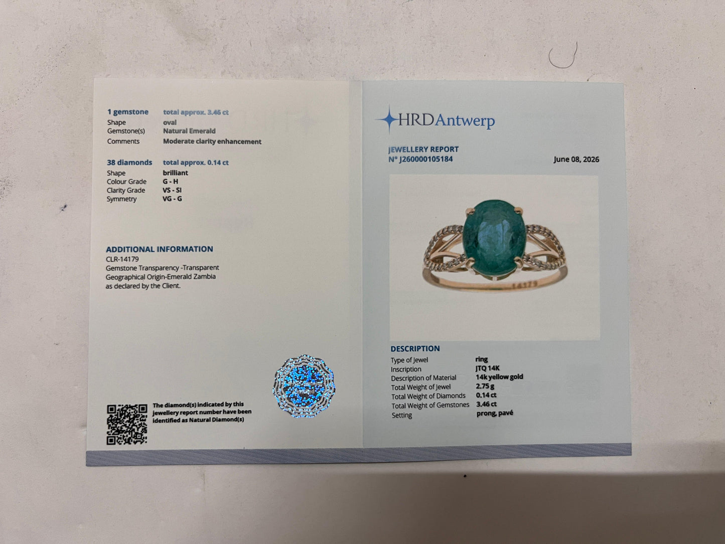 3.60 Ct Oval Mixed Cut Natural Emerald 14K Gold Ring