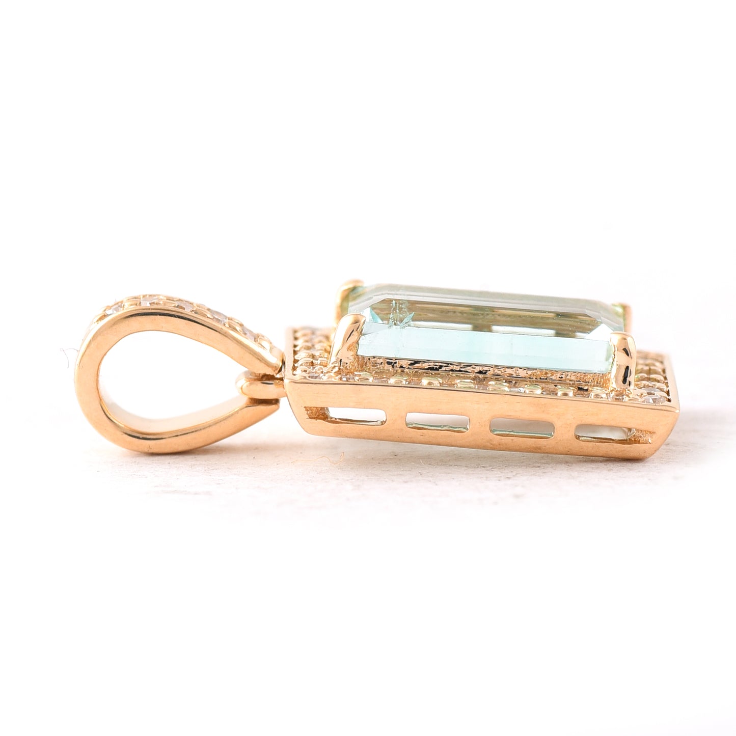 0.99 Ct Baguette Emerald 14K Gold Pendant