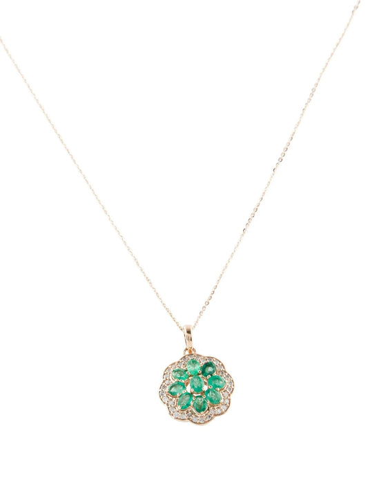 14K Emerald & Diamond Pendant Necklace