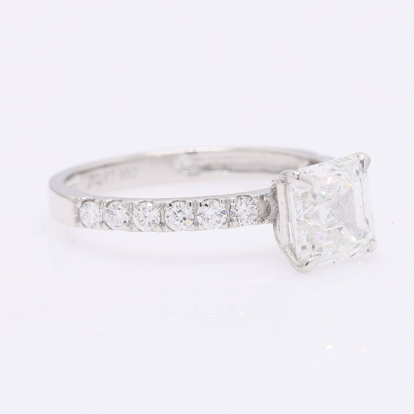 2.22 Ct Square Emerald Cut Lab Grown Diamond 950 Platinum Ring