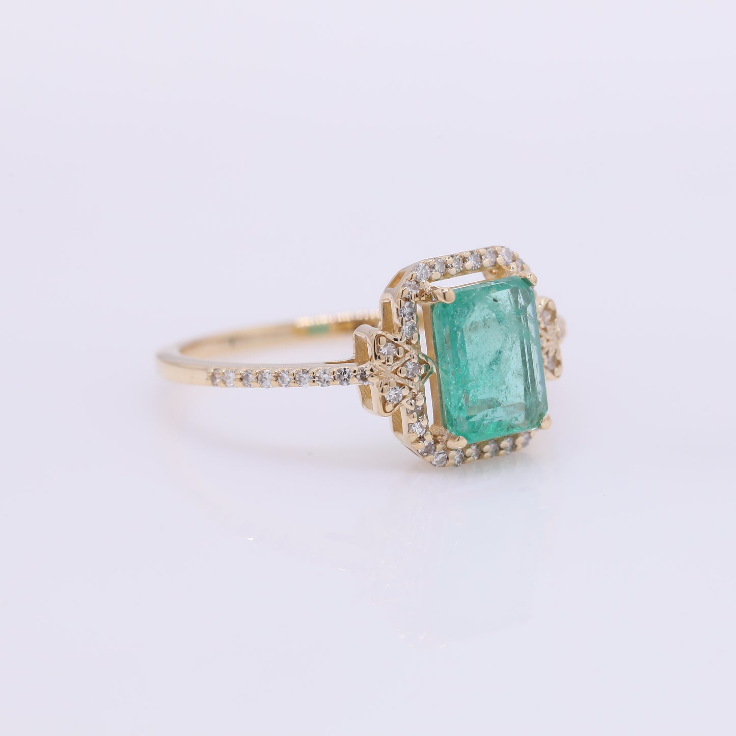 1.36 Ct Octagon Step Cut Natural Emerald 14K Gold Ring