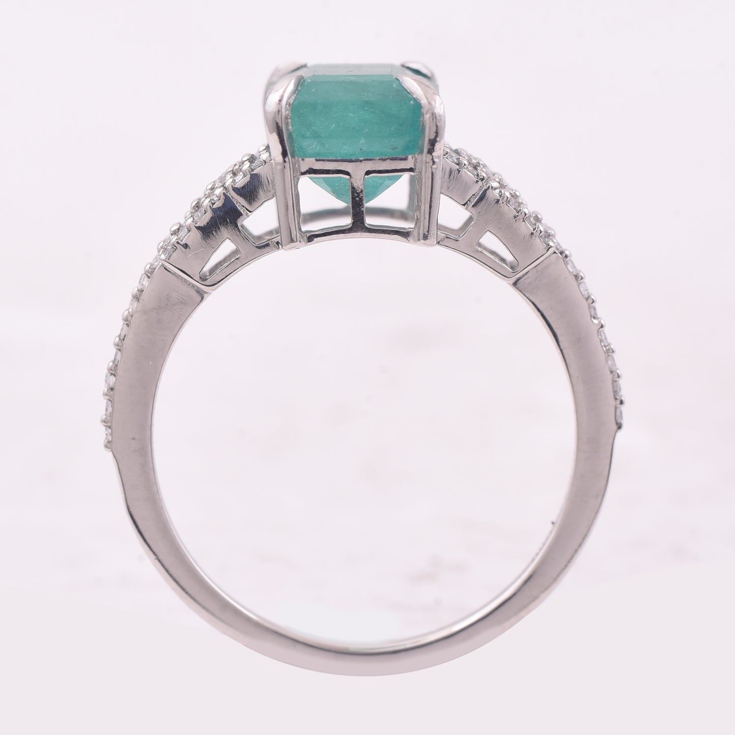 3.12 Ct Octagon Step Cut Natural Emerald 950 Platinum Ring