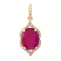 1.85 Ct Oval Mixed Cut Natural Ruby 14K Gold Pendant