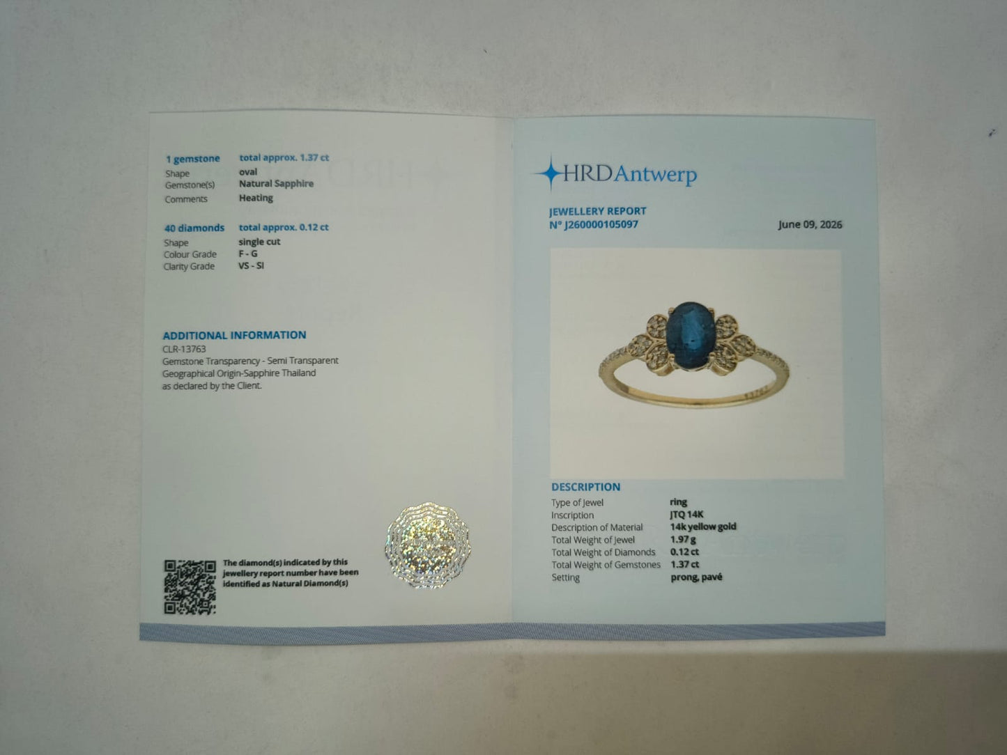 1.49 Ct Oval Mixed Cut Natural Sapphire 14K Gold Ring