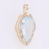 3.41 Ct Pear Mixed Cut Natural Aquamarine 14K Gold Pendant