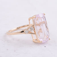 6.92 Ct Cushion Natural Kunzite 14K Gold Ring