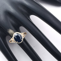4.01 Ct Oval Mixed Cut Natural Sapphire 14K Gold Ring
