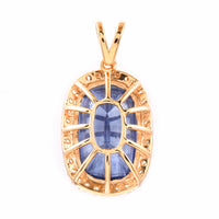 14.17 Ct Cushion Blue Sapphire 18K Gold Pendant