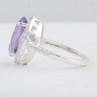 6.34 Ct Oval Amethyst 925 Sterling Silver Ring