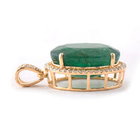 7.94 Ct Oval Mixed Cut Natural Emerald 14K Gold Pendant