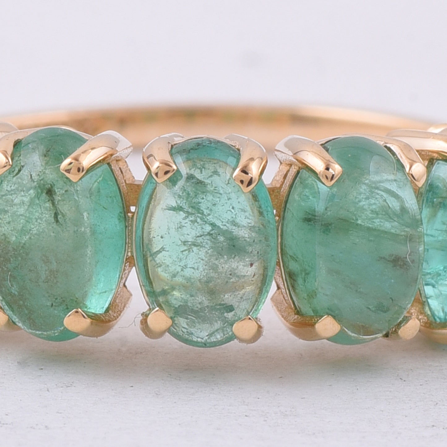 2.57 Ct Oval Cabochon Cut Natural Emerald 14K Gold Ring
