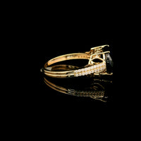5.73 Ct Oval Mixed Cut Lab Grown Sapphire 14K Gold Ring