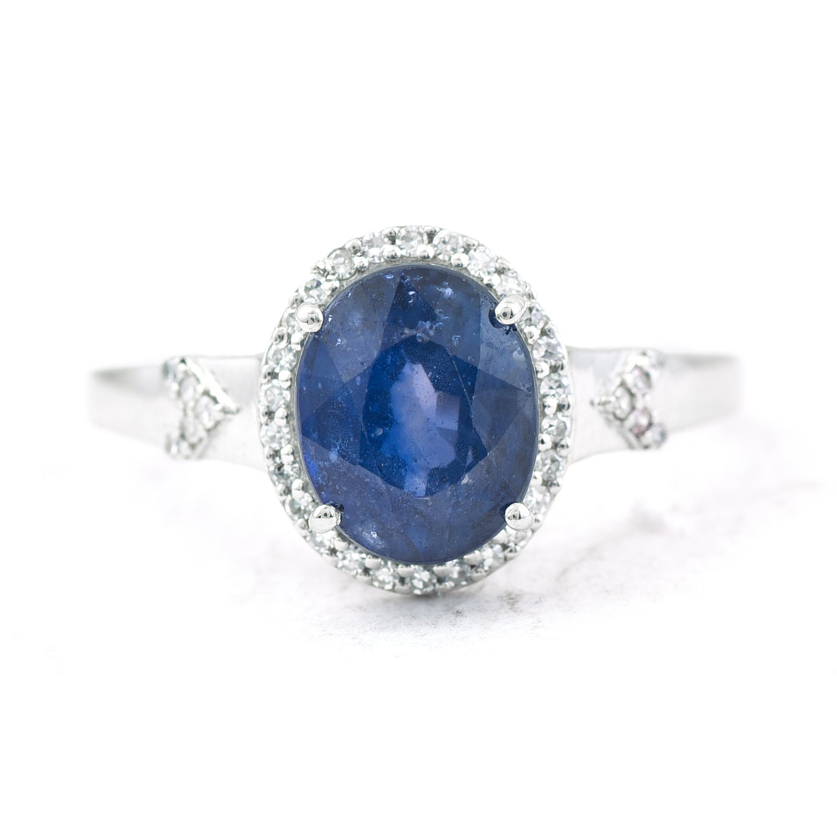 3.10 Ct Oval Mixed Cut Natural Sapphire 950 Platinum Ring