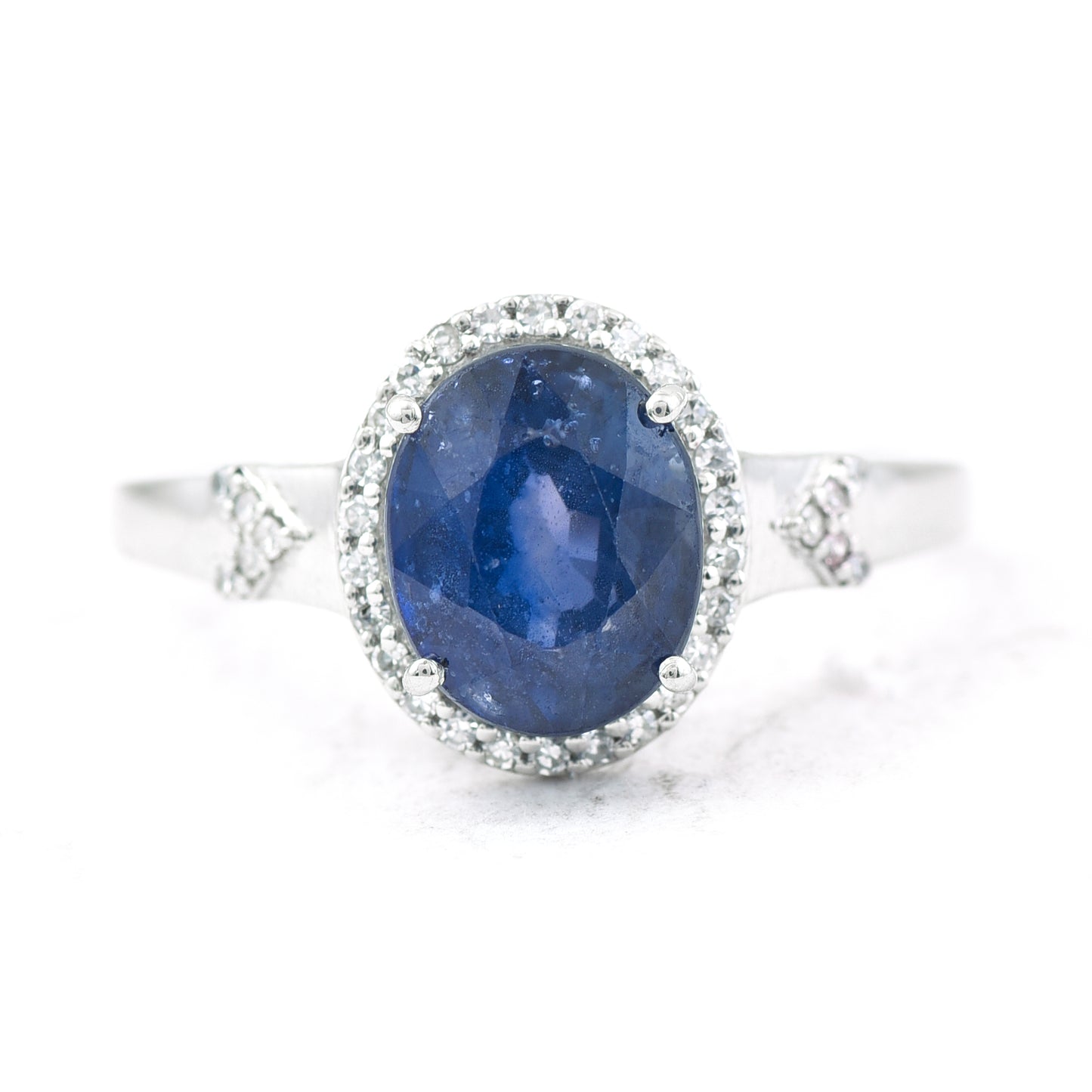 3.10 Ct Oval Mixed Cut Natural Sapphire 950 Platinum Ring