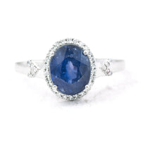 3.10 Ct Oval Mixed Cut Natural Sapphire 950 Platinum Ring