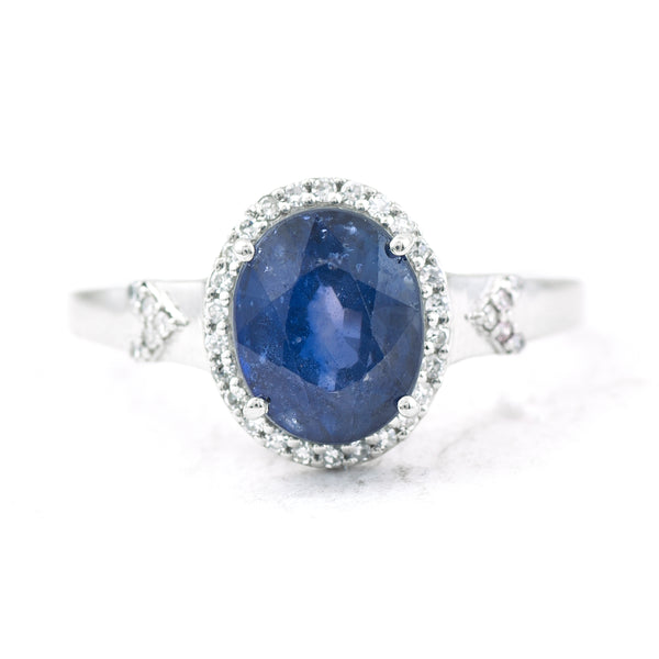 3.10 Ct Oval Mixed Cut Natural Sapphire 950 Platinum Ring