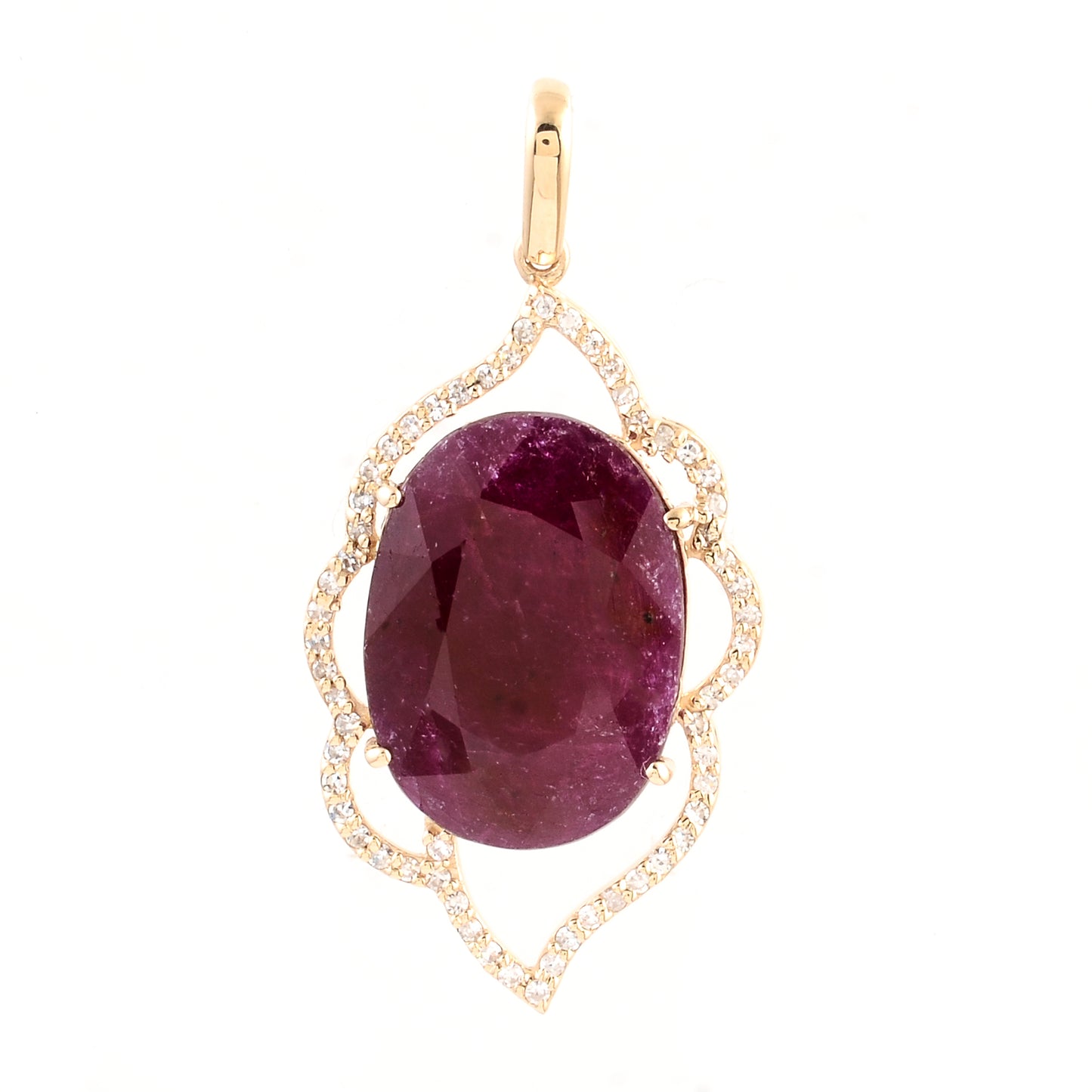 6.69 Ct Oval Mixed Cut Natural Corundum Ruby 14K Gold Pendant