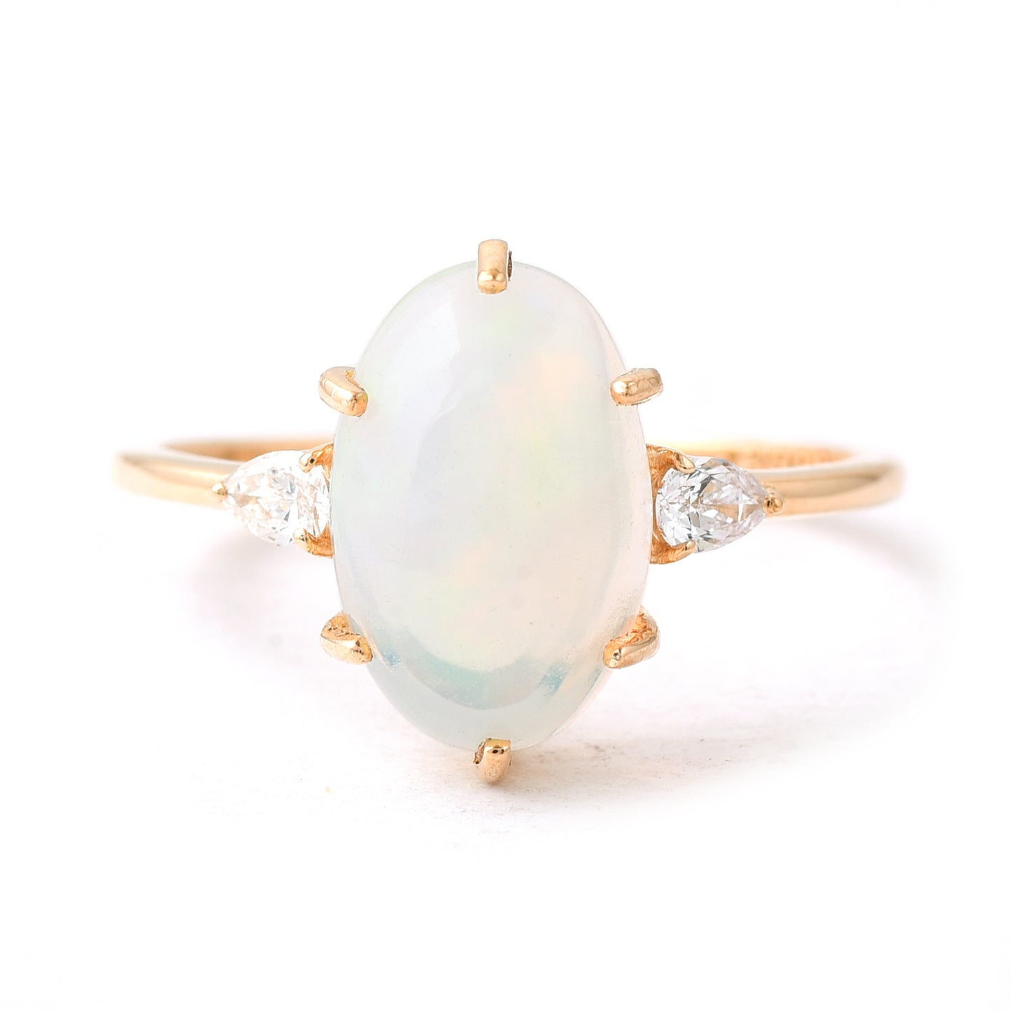 1.50 Ct Oval Cabochon Cut Natural Opal 14K Gold Ring