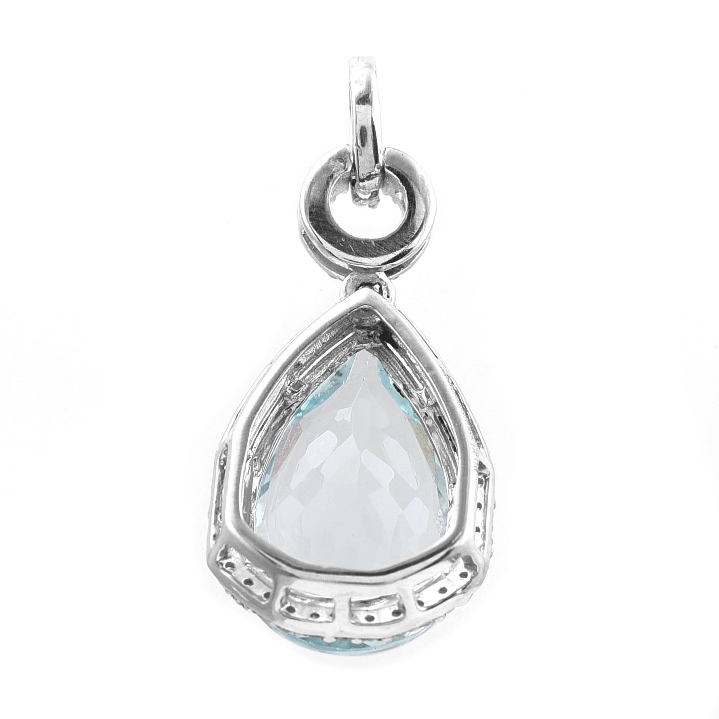 2.92 Ct Pear Mixed Cut Natural Aquamarine 950 Platinum Pendant