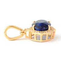 3.55 Ct Oval Mixed Cut Natural Sapphire 14K Gold Pendant
