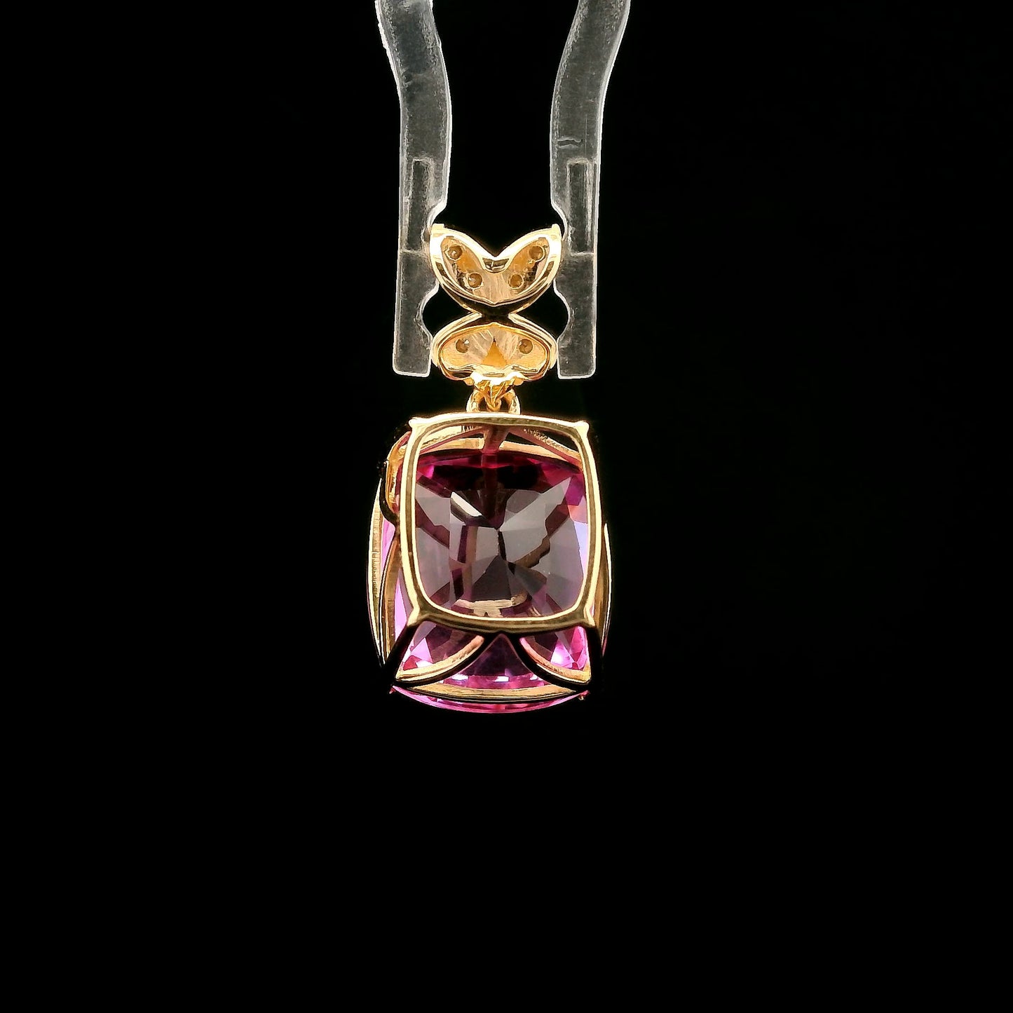 8.50 Ct Rectangular Cushion Mixed Cut Lab Grown Pink Sapphire 14K Gold Pendant