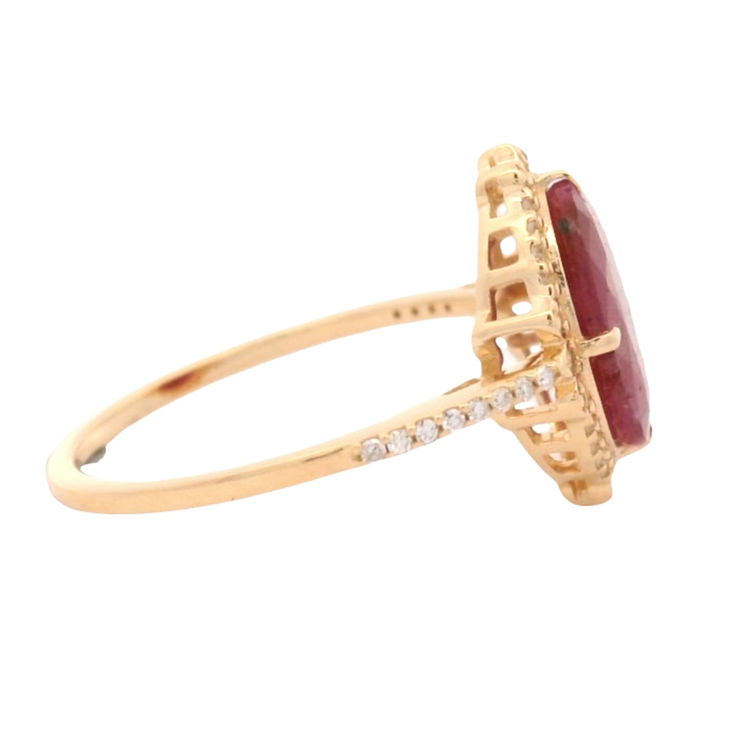 2.78 Ct Oval Mixed Cut Natural Corundum Ruby 14K Gold Ring