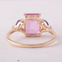 3.07 Ct Octagon Pink Topaz 9K Gold Ring