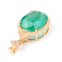 3.42 Ct Oval Natural Emerald 14K Gold Pendant