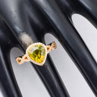 2.64 Ct Pear Mixed Cut Natural Green Sapphire 14K Gold Ring