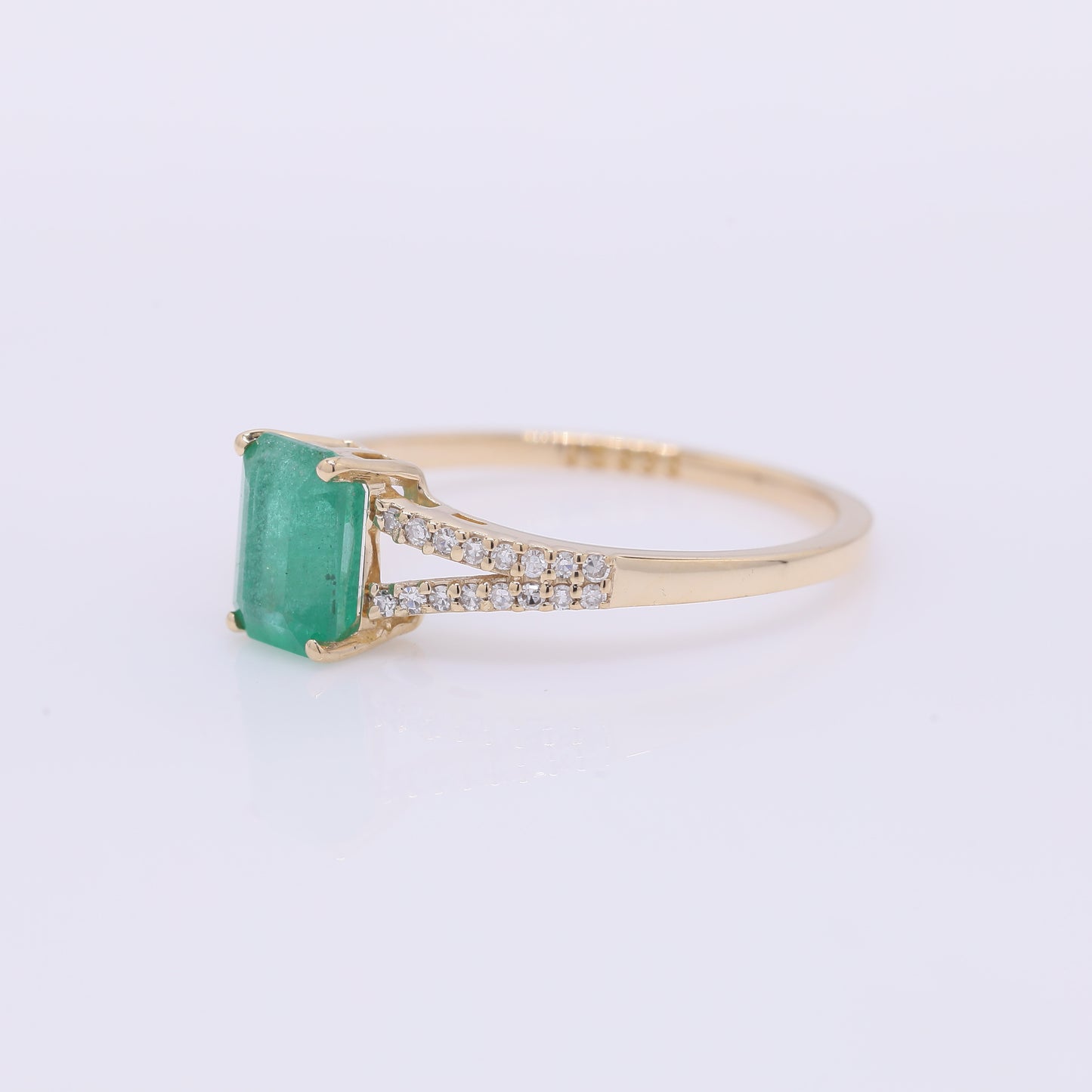 1.14 Ct Octagon Step Cut Natural Emerald 14K Gold Ring