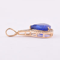 3.51 Ct Pear Mixed Cut Natural Tanzanite 14K Gold Pendant