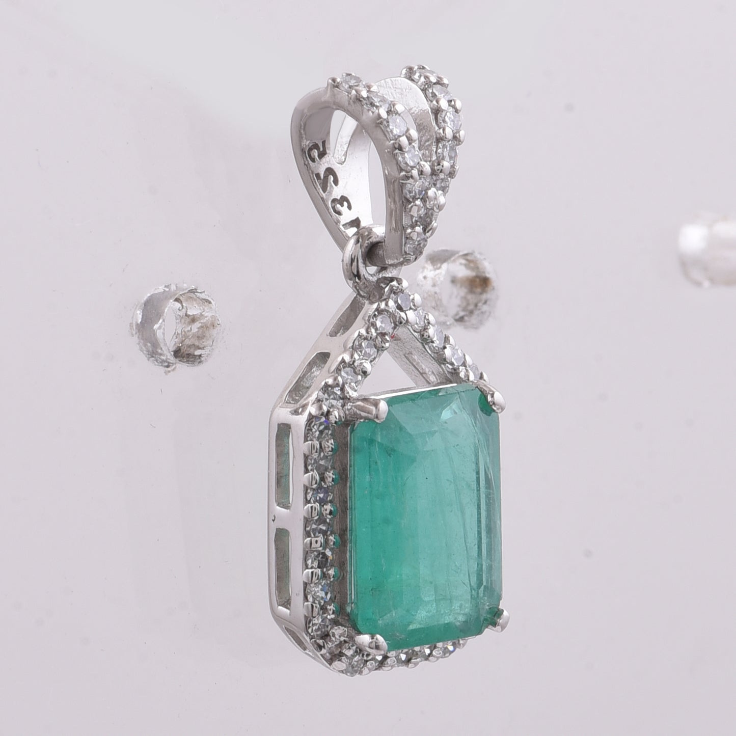 1.31 Ct Octagon Step Cut Natural Emerald 950 Platinum Pendant
