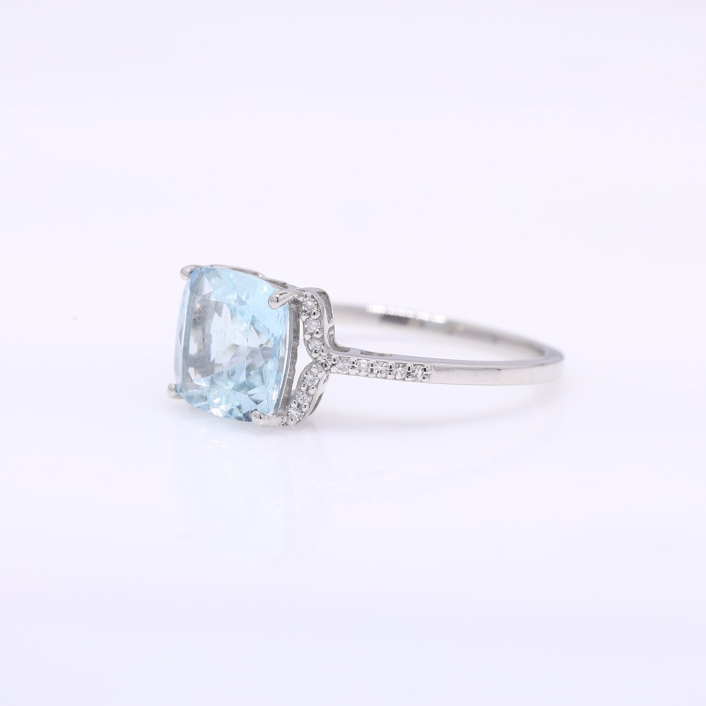2.14 Ct Cushion Mixed Cut Natural Aquamarine 950 Platinum Ring
