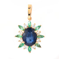 2.08 Ct Oval Mixed Cut Natural Sapphire 14K Gold Pendant