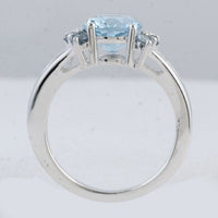3.24 Ct Oval Blue Topaz 925 Sterling Silver Ring