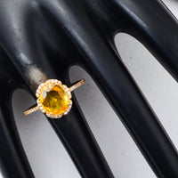 1.78 Ct Oval Mixed Cut Natural Yellow Sapphire 14K Gold Ring