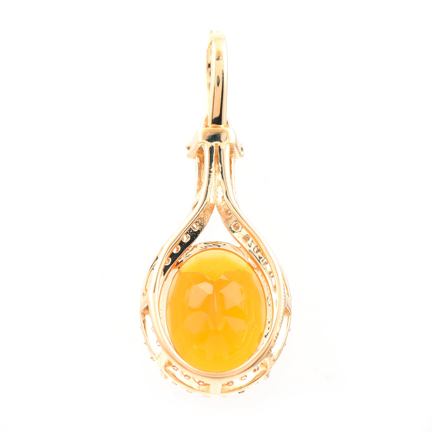1.75 Ct Oval Mixed Cut Natural Fire Opal 14K Gold Pendant