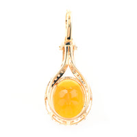 1.75 Ct Oval Mixed Cut Natural Fire Opal 14K Gold Pendant
