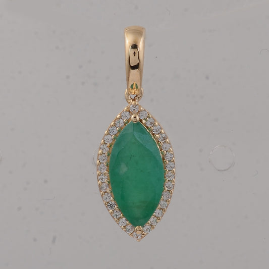 1.47 Ct Marquise Emerald 9K Gold Pendant