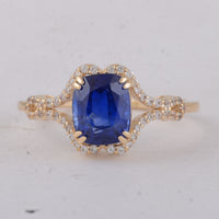 2.51 Ct Cushion Sapphire 9K Gold Ring